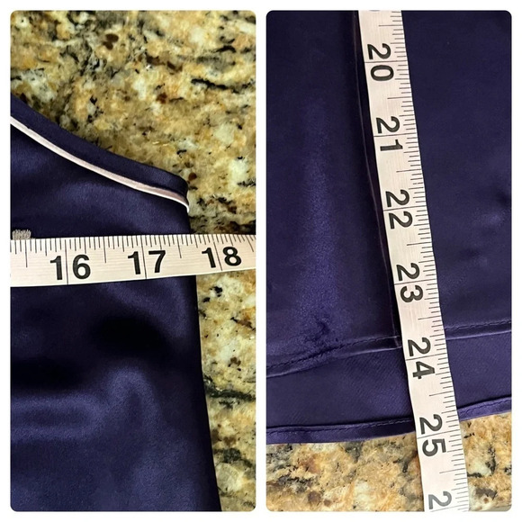 Morgan Taylor Teddy Nightdown Mini Dress Womens Navy Satin Embroidered L Party - Picture 6 of 8